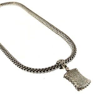 JOHN HARDY PAVE DIAMOND PENDANT ON FOXTAIL CHAIN